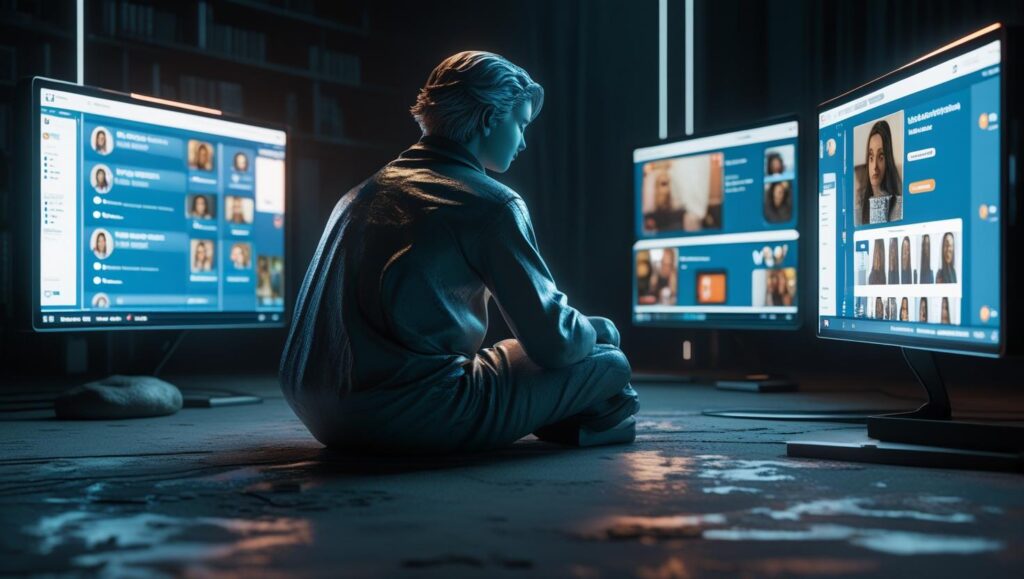 generate images for this topic _Loneliness in the Digital Age_ How Character AI Fills the Emotional Gap_